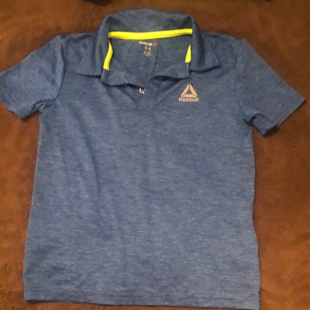 Reebok Blue and Yellow Polo Shirt with Sporty Design